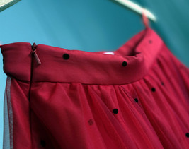RED Polka Dot Layered Tulle Skirt Women Plus Size Fluffy Ballet Tulle Skirt image 6