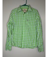 Men’s Small Hollister Long Sleeve Button Up Y2K Green Plaid Preppy - $15.00