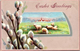 c1910 Antique Postcard. Sheep Pussy Willow a1 - £17.72 GBP