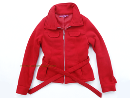 Womens Ashley By 26 International Red Belt Zip Medium Jacket coat moto w... - £7.97 GBP