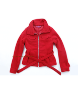 Womens Ashley By 26 International Red Belt Zip Medium Jacket coat moto winter - $10.00