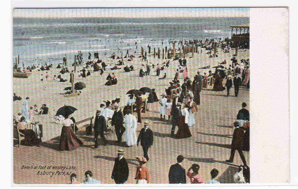 Primary image for Boardwalk Beach Asbury Park NJ 1905c postcard