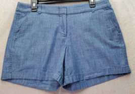 J.CREW Chino Shorts Womens Size 10 Blue Chambray Pockets Flat Front Mid ... - $22.15