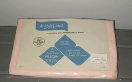Vintage Style House Tricot 2 Standard Size Pillowcases Pink Montgomery Ward - $186.39 MXN
