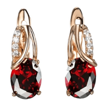AXF2 18k Gold Ruby Red Earrings - £29.97 GBP