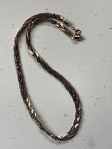 Estate Tricolor Metal Braided Metal Chain Necklace – 17 inches in length x 0.25 - £9.05 GBP