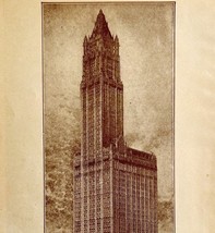 1917 Woolworth Building New York Tallest Building Antique Print Ephemera - $25.99