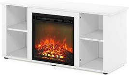 Furinno Jensen Entertainment Center Stand With Fireplace For Tv Up To 55, White. - £195.73 GBP