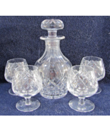 Vintage Cartier Tudor Cut Crystal Decanter Set Decanter and 4 Snifters- ... - $494.01