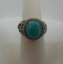 Stamped S925 Faux Turquoise Cabochon Ring Size 7 - £14.85 GBP