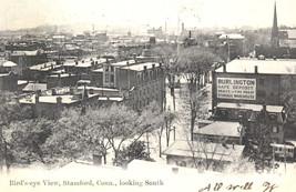 Stamford Connecticut Birds Eye View Advertising Signs Postcard 1906 - £15.31 GBP