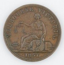 1857 Australiano Penny Token Muy Fina Moneda Privado Issue Melbourne - $114.34