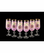 High Class Elegance Vintage Style  Gold Accent Pink Blush  Crystal Wine ... - £114.06 GBP