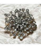 Vintage Clear Crystal Starburst Round 3” Diameter Brooch - $12.99