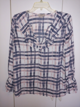 Loft Outlet Ladies Ls 100% Polyester Button Thin BLOUSE-S-NWOT-ELASTIC In Sleeve - £10.43 GBP