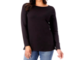 Joan Rivers Knit Swing Top with Side Snaps - BLACK, MEDIUM - $22.77