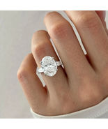 HUGE 6 Carat Oval E VVS2 Lab Grown Diamond Three Stone Ring in 14k White... - $99,177.36 MXN