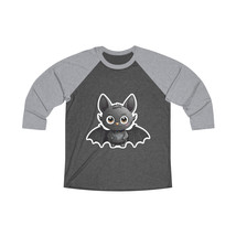 Cute Cartoon Bat Tri-Blend Unisex Raglan Tee | Black Polyester Cotton Rayon 3/4  - £27.59 GBP+