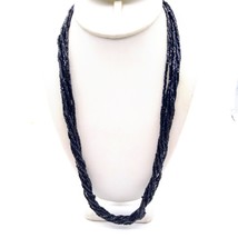 Vintage Black Torsade Necklace, Glass Tube Bead Multi Strand Twister Classy - £22.78 GBP