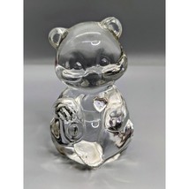 Fenton Art 4in Teddy Bear Crystal Clear Glass Figurine Paperweight Vintage - $186.16 MXN