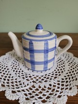 Country Living Dry Goods by Enesco Mini Teapot Vintage 1999 Blue Plaid - £8.49 GBP