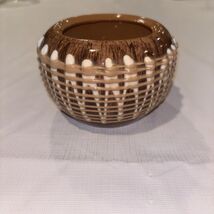 Vintage Enesco Basket Weave Ceramic Sugar Bowl Without Lid, Made In Japan - $9.28