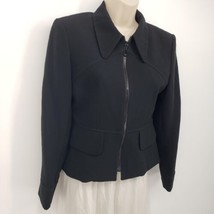 Vintage Casual Corner Petite Blazer Jacket Women&#39;s Size 2P Black Zip Y2K - £11.95 GBP