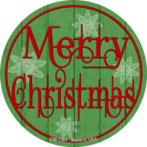 Merry Christmas Green Wood Novelty Circle Coaster Set of 4 - $372.70 MXN