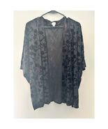 A New Day Black Floral Vine Velvet Chic Cozy Cardigan – OSFM - $356.33 MXN