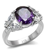 Royal Purple CZ Ring February Birthstone Stainless Steel TK316 - $21.00