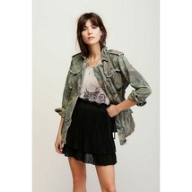 New Free People Francesca Pleated Tiered Mini Skirt $128 Sz 6 BLACK Ruff... - $40.50