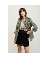 New Free People Francesca Pleated Tiered Mini Skirt $128 Sz 6 BLACK Ruff... - $55.39 CAD