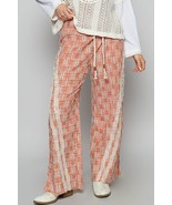 POL Lace Trim Drawstring Checkered Wide Leg Pants - $95.10 CAD