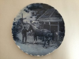 Vintage blue &amp; white wall plate Delft Blauw hand decorated made in Holla... - €40,94 EUR
