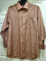 Biani of Italy Mens XL 17 1/2 Long Sleeve Button Down Dress Shirt Burnt ... - $30.35