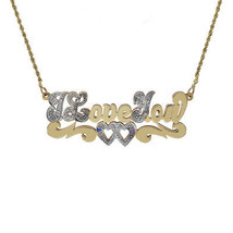 &#39;I Love You&#39; Pendant Necklace With Diamond &amp; Gemstone Accent 20&quot; 14K Two... - $692.01