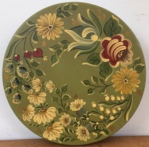 Vtg 1985 Handpainted Primitive Toleware Cookie Candy Biscuit Tea Tin Moflin 8.5&quot; - £69.53 GBP