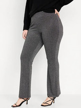 Old Navy High Rise Pull On Flare Pants Womens L Black Silver Knit Stretch NEW - £19.39 GBP