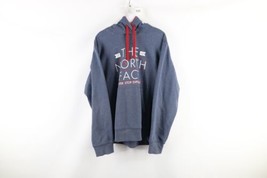 Vtg The North Face Mens Medium Faded Spell Out Hoodie Sweatshirt Heather Blue - £38.68 GBP