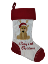 Holiday Home Babys 1st Christmas Reindeer 14 inch Christmas Stocking New - £8.24 GBP