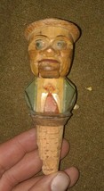 Vintage ANRI Hand Carved Mechanical Bottle Stopper,Moving Mouth,Rolls Eyes - £59.30 GBP