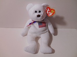 Ty Beanie Babies Libearty The White Patriotic Bear, U.S. Flag On Chest - £8.64 GBP