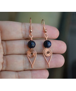 Handmade Blue sandstone copper Wire scroll Earring - £11.95 GBP