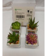 4 Espoir Artificial Succulents Small Fake Succulent Glass Mini Faux Plants  - $22.09