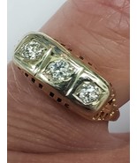 Estate 14K 2-Tone 3-Stone Old European Cut Diamonds Ring Vintage, 1930s - £1,059.39 GBP