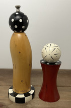 Robert Wilhelm 10” Pepper Mill 6” Salt Shaker Modernist Natural Blk Red ... - $84.10