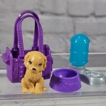 Barbie Doll Pet Dog Puppy with Pet Carrier Water Bottle and Food Dish - £11.60 GBP