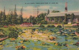 Lily Ponds Tower Grove Park St. Louis Missouri MO 1941 Woodward IA Postcard B09 - £2.39 GBP