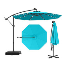 10 Ft Patio Umbrella Offset Cantilever Umbrella with 40 Solar Powered Lights-Tur - $168.49