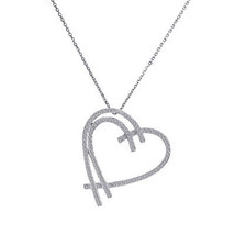 0.50 Carat Round Cut Diamond Heart Pendant Necklace 14K White Gold - $642.51